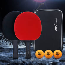 Raqueta de palo de tenis de mesa, juego de bolsa de pala de Ping Pong de mango corto con 6 bolas, estante telescópico automático portátil, 2 unids/lote 2024 - compra barato