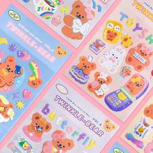 2Pages Cartoon Bear Paper Sticker Korea Kawaii DIY Luggage Label Removable Sticker Home Post Sticker Laptop Bag Cup Accessory 2024 - buy cheap