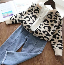 Suéter infantil leopardo 3 cores, casaco de malha para meninos e meninas outono e inverno 2024 - compre barato