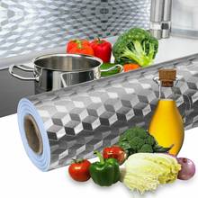 Papel tapiz de aluminio para cocina, autoadhesivo impermeable, a prueba de aceite, para muebles, 1M/3M/5M 2024 - compra barato