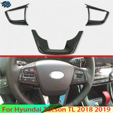 Capa de painel de volante em fibra de carbono para hyundai ix35 2018 2019 2024 - compre barato