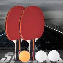 Качественная ракетка для настольного тенниса 2 шт./лот, ракетка для ракетки с двойным лицом и короткой ручкой, ракетка для пинг-понга с сумкой, 3 мяча 2024 - купить недорого