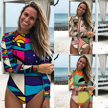 Traje de baño de una pieza para mujer y niña, Bañador con estampado colorido, conjunto de Bikini, ropa de playa, ropa de surf 2024 - compra barato