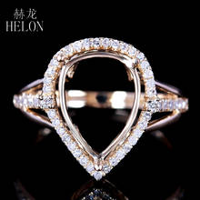 HELON-anillo de compromiso de oro amarillo de 14K con corte de pera para mujer, montaje de diamante Natural de Semi sortija de compromiso, 12x8mm, para Aniversario de cumpleaños 2024 - compra barato