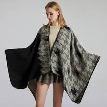 Poncho de viagem grosso, capa de cashmere feminina, para outono e inverno, com garfo nacionais e manto mais grosso 2024 - compre barato