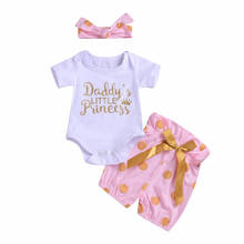 3Pcs Baby Girls Romper Set for Newborn Children Summer Clothes Kids Cotton Print Jumpsuit Tops+Shorts+Headband Outfits Suit 1-3 2024 - buy cheap