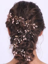 Rose Gold Hair Vine Shiny Crystal Pearls Wedding Accessories Bride Headwear Elegant Headband for Lady or Flower Children 2024 - buy cheap