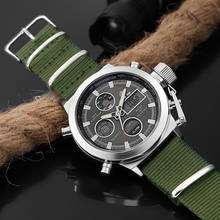 GOLDENHOUR Top Luxury Brand Outdoor Sport Watch Men Army Canvas Watches Auto Date Display Quartz Wristwatch Relogio Masculino 2024 - buy cheap