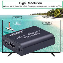 4K 1080P HDMI к USB 2,0 HDMI видео карта захвата с аудио микрофоном игры Запись коробка для ПК Youtube OBS потоковая трансляция в прямом эфире 2024 - купить недорого
