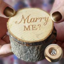 Caixa de madeira aliança de casamento casamento me proposta anel caixa rústica de presente de dia dos namorados caixa de joias 2024 - compre barato
