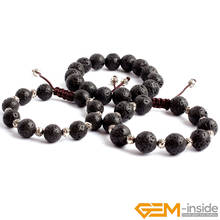 Natural Stone Black Lava Volcanic Sponge Beaded Stone Bracelet 7.5 Inch Handmade Stone Energy Bracelet For Men Gift 2024 - buy cheap