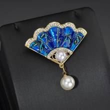 Hello Miss Retro fan brooch women's pendant dual-use coat pin national wind brooch clothing accessories jewelry 2024 - buy cheap