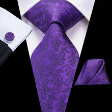Purple Tie for Men Floral Necktie Hi-Tie Silk Paisley Ties Handkerchief Cufflink Set Suit Necktie Gift Box Father Husband C-3148 2024 - buy cheap
