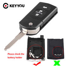 KEYYOU 10X 3 Button For Mazda 3 5 6 M6 RX8 MX5 Flip Folding Remote Car Key Shell Replacement Cover Case Fob with Battery Holder 2024 - buy cheap