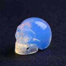 Mokagy 2 polegadas opala natural feito à mão crânios cristal cura reiki casa decoração pedra 1pc 2024 - compre barato