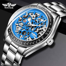 Forsining-relojes mecánicos automáticos para hombre, pulsera de esqueleto azul con viento, resistente al agua, masculino 2024 - compra barato
