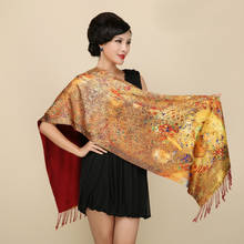 Bufanda de seda con estampado Digital para mujer, chales gruesos y cálidos de marca de Cachemira Pashmina, con flores, de lujo, novedad 2024 - compra barato