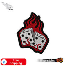 Biker Dice on Flame Embroidery Iron on Patches Rider Motorcycle Appliques Punk Cool Badges Vest Jackets Custom DIY Applications 2024 - buy cheap