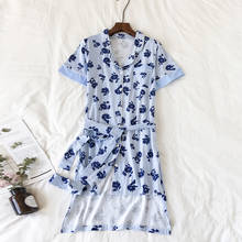 Summer Printing Pure Cotton Nightgown Short Sleeve Simple Household Home Wear Sexy Nightwear Korean-style Sleepwear Sleepshirts 2024 - купить недорого