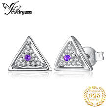 JewelryPalace Triangle Natural Purple Amethyst 925 Sterling Silver Stud Earrings for Women Cute Gemstone Geometric Earrings 2024 - buy cheap