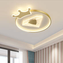Luminária de teto em acrílico moderna led, luminária redonda com coroa de desenho animado para quarto de crianças 2024 - compre barato