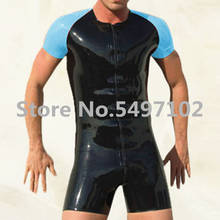 Blue and black Latex Gummi Rubber Man Tight Bodysuit Simple Catsuit Cool Suit Front Crotch Zipper 2024 - buy cheap