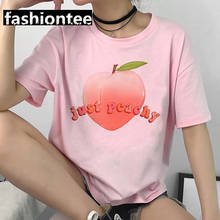 FIXSYS-Camiseta Kawaii de Peach Harajuku para mujer, remera con estampado Ullzang Peachy de dibujos animados de los 90, Camisetas estampadas a la moda para mujer 2024 - compra barato