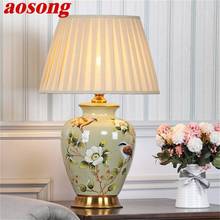 AOSONG Ceramic Table Lamp Desk Light Luxury Modern LED Pattern Design  For Home Bedroom Living Room 2024 - купить недорого