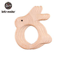 Let's Make 50pcs Baby Wooden Teether Natural Wooden Animal Rabbit Baby Teething Rattle Montessori Inspired Nursing Pendant Toys 2024 - buy cheap