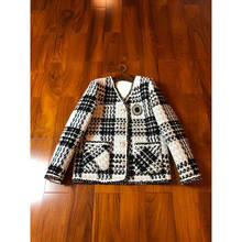 Inverno do vintage 10.28 outono moda xadrez houndstooth com decote em v forro de lã quente jaqueta curta casaco feminino tweed outerwear 2024 - compre barato