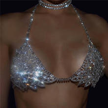 Conjunto de ropa interior de lujo para mujer, conjunto de sujetador y Tanga, cadena Sexy con diamantes de imitación, cristal brillante, de lujo 2024 - compra barato