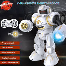 Robô controle remoto multifuncional, com sensor de toque para conversa com voz e luz de led brilhante, para aprendizagem e dança em inglês, brinquedo de controle remoto 2024 - compre barato