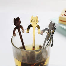 Conjunto de talheres de aço inoxidável mini gato, 1 peça, para café, chá, sobremesa, misturar, milkshake, colher, utensílios de cozinha 2024 - compre barato