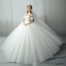 1/6 BJD Doll Clothes Classic White Princess Wedding Dress for Barbie Clothes Off Shoulder Party Gown 11.5" Dolls Accessories Toy 2024 - buy cheap