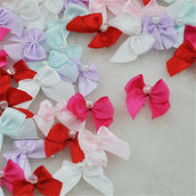 50pcs Mini Satin Ribbon Flowers W/Beads Bows Gift Craft Wedding Decoration A081 2024 - buy cheap