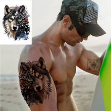 Waterproof Temporary Tattoo  Color Half Face Mechanical Wolf  Water Transfer Tatto  Fake Flash Tatoo for Man Woman 2024 - buy cheap