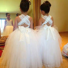 Vestido floral de meninas, vestido para casamentos, baile de renda, cauda longa para meninas 2024 - compre barato