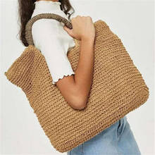 Casual Straw Big Bag Ladies Fashion Large-capacity Top Handle Bag Summer Vacation Beach Bags Vintage Handmade Wove Handbag 2021 2024 - buy cheap