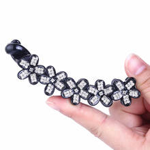 Strass flores grampos de cabelo grampos de cabelo banana grampos de cabelo feminino preto rabo de cavalo titular barrettes hairpins acessórios para cabelo 2024 - compre barato