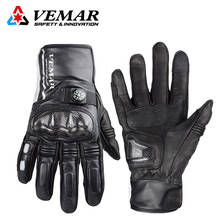 VEMAR Winter Genuine Leather Motorcycle Gloves Men Thermal Windproof Motorbike Gloves Guantes Moto Reflective Glove With Compass 2024 - buy cheap