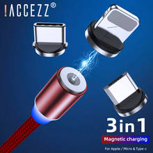 !! Accezz cabo de carregamento magnético, cabo de iluminação led para telefone inteligente, carregador rápido de 1m, para iphone x 7, 8, 6, 6s, plus, x, 5, 5s, ipad 4, 5, 6 2024 - compre barato