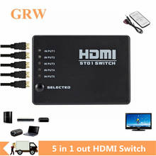 GRWIBEOU 5 Port Video HDMI Switch Selector 5 IN 1 Out Switcher Splitter Hub & IR Remote 1080p For HDTV PS3 DVD 2024 - buy cheap