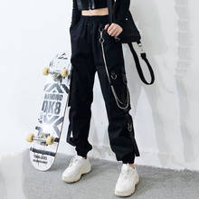 Hip hop traje adulto preto solto hip hop calças femininas jazz palco outfit roupas de dança rua discoteca dj ds inferior wear bi427 2024 - compre barato