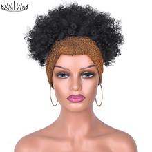 Короткие кудрявые афро кудрявые синтетические пышные парики для черных женщин, повязка на голову, парики с Омбре, парики из высокотемпературного волокна Annivia 2024 - купить недорого