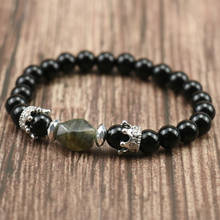Natural Labradorite Stone Beads Bracelet for Men CROWN Bracelets Yoga Meditation Women Hematite Bracelet Jewelry 2024 - buy cheap