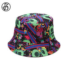 FS New Style Color Graffiti Bucket Hat Personality Hip Hop Caps For Men Women Double-sided Summer Travel Beach Sun Hats Bob 2024 - buy cheap