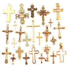 100 unids/lote de colgantes de Cruz dorada, accesorios de joyería artesanal, collar hecho a mano 24108 2024 - compra barato