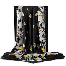 Bufandas de seda satinada para mujer, pañuelo cuadrado de 90x90cm con estampado, a la moda, para verano 2024 - compra barato