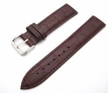 Rolamy 12 14 16 18 20 22 24mm Genuine Leather Dark Brown Classic Alligator Grain Watch Band Strap Belt For Seiko Rolex Omega 2024 - buy cheap