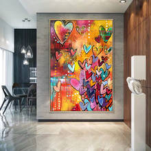 Pinturas de corações de amor coloridas e bonitas, posteres e impressões, pinturas em tela, arte de parede para decoração de sala de estar, sem moldura 2024 - compre barato